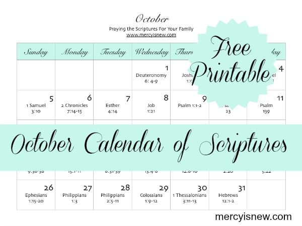 FREE printable calendar to Pray for Family 