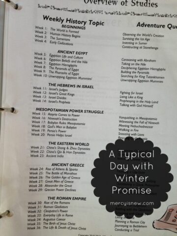 Typical Day with Winter Promise {Weekly Topics} @mercyisnew.com