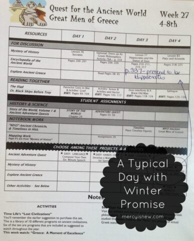 A typical day with Winter Promise {Teacher Lesson Plan sample} @mercyisnew.com