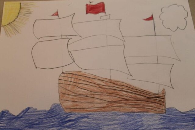 drawing Columbus's ship