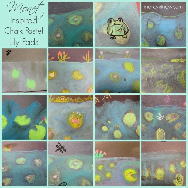 Monet Inspired Chalk Pastel Lily Pads @mercyisnew.com